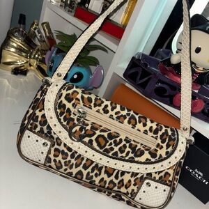 Y2K Guess Leopard Print Shoulder Bag with G Charm